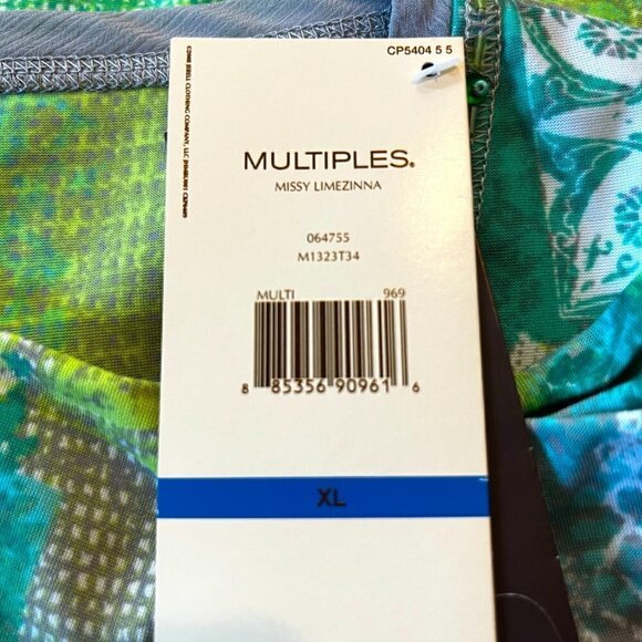 MULTIPLES MISS LIMEZINNA Multi Greens & Gray Tunic Bead & Chiffon Details NWT XL - Picture 14 of 16